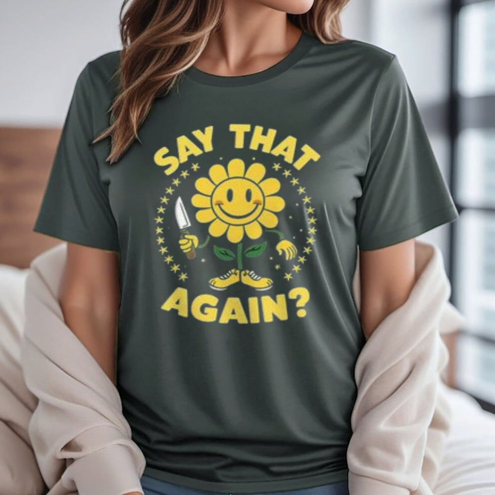 Women Funny Sunflower Print Graphic T-shirt