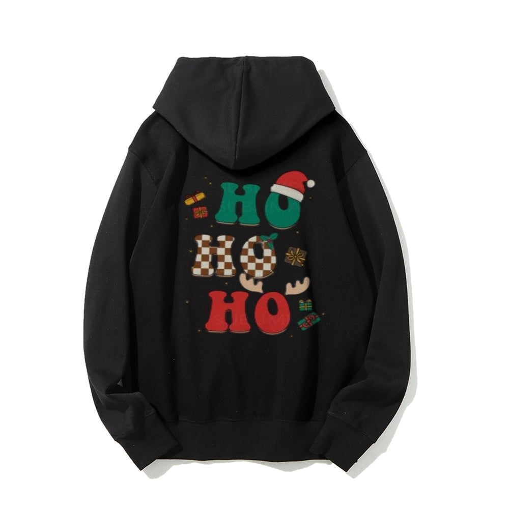 Happy Christmas Holiday Graphic Pullover With Kangaroo Pocket Hoodies