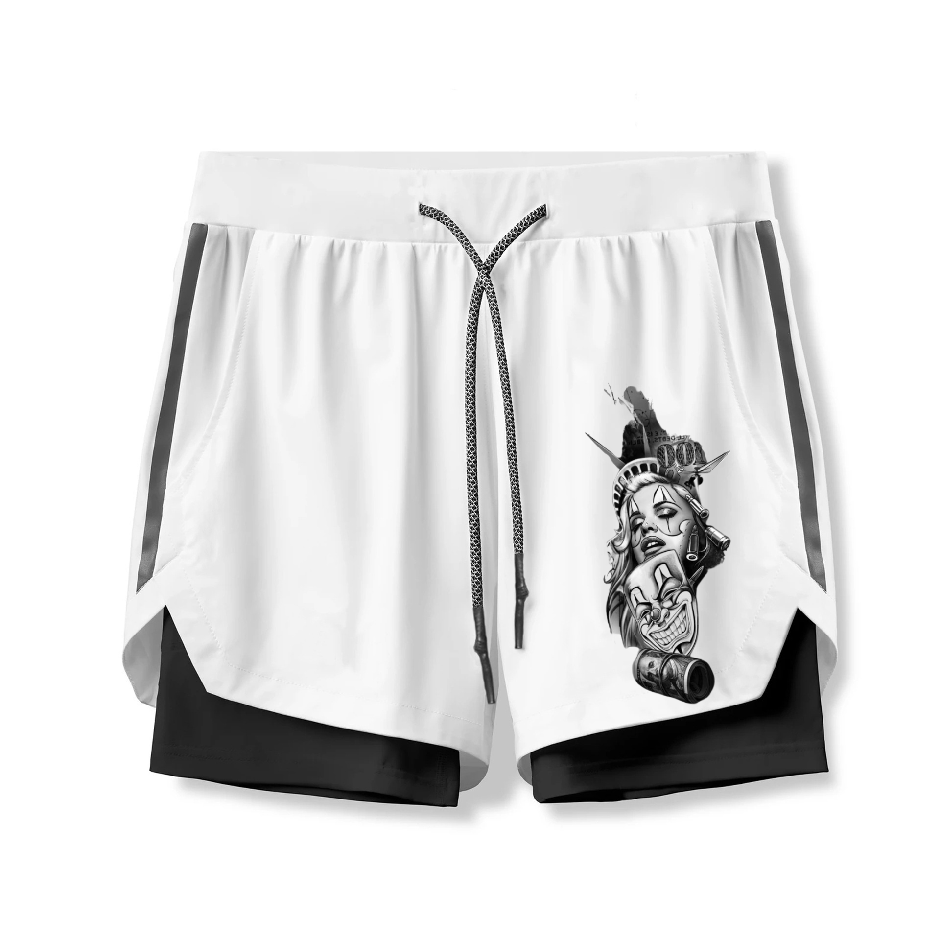 Chicano Skull 2 In 1 Gym Shorts for Men