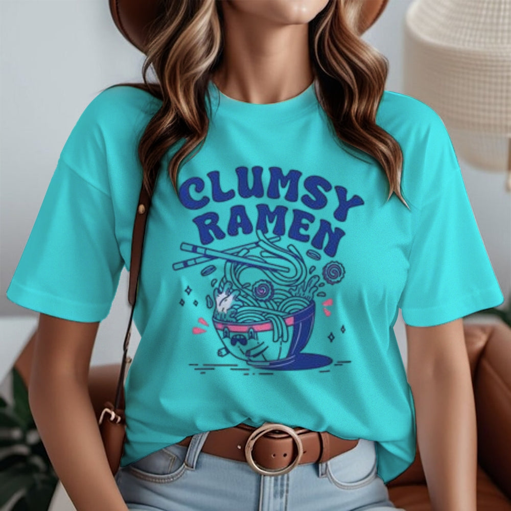 Women Clumsy Ramen Letter Print Graphic T-shirt