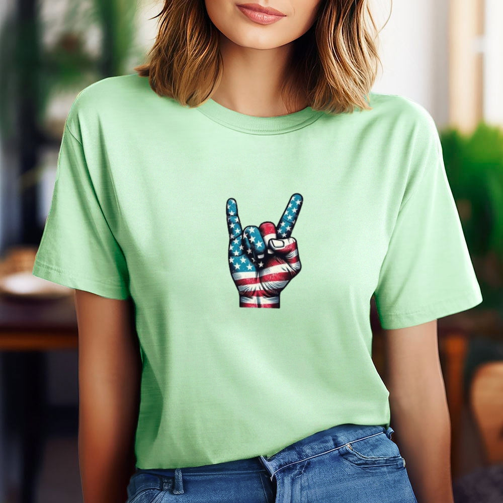 Women Independence Day Victory Flag Print T-shirt