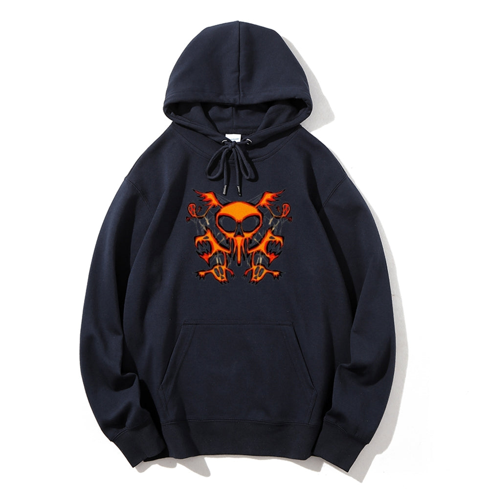 Mens Halloween Skeleton Fire Graphic Hoodies