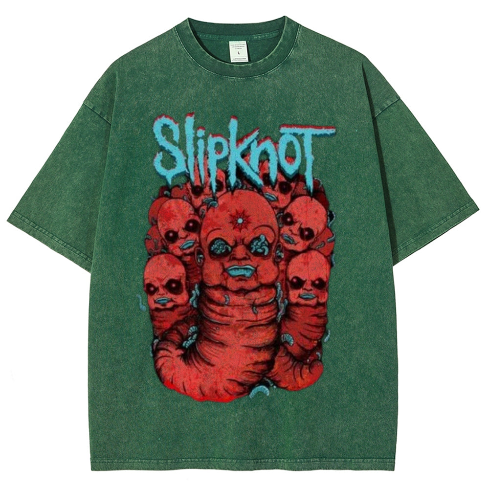 Unisex Vintage The Slipknot Rock Band Print Short Sleeve Casual Graphic Washed T-shirt