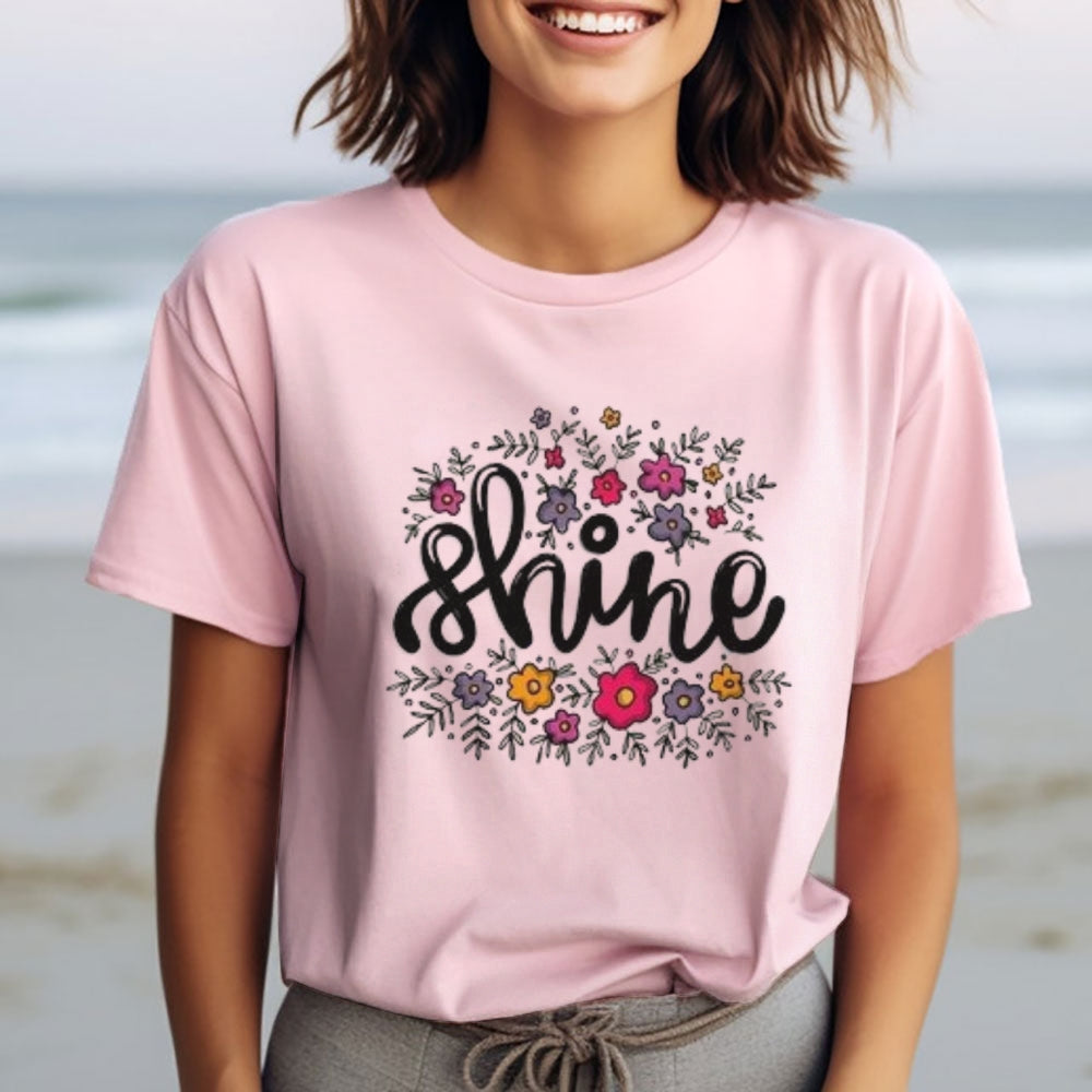 Women Letter And Flower Print Graphic T-shirt