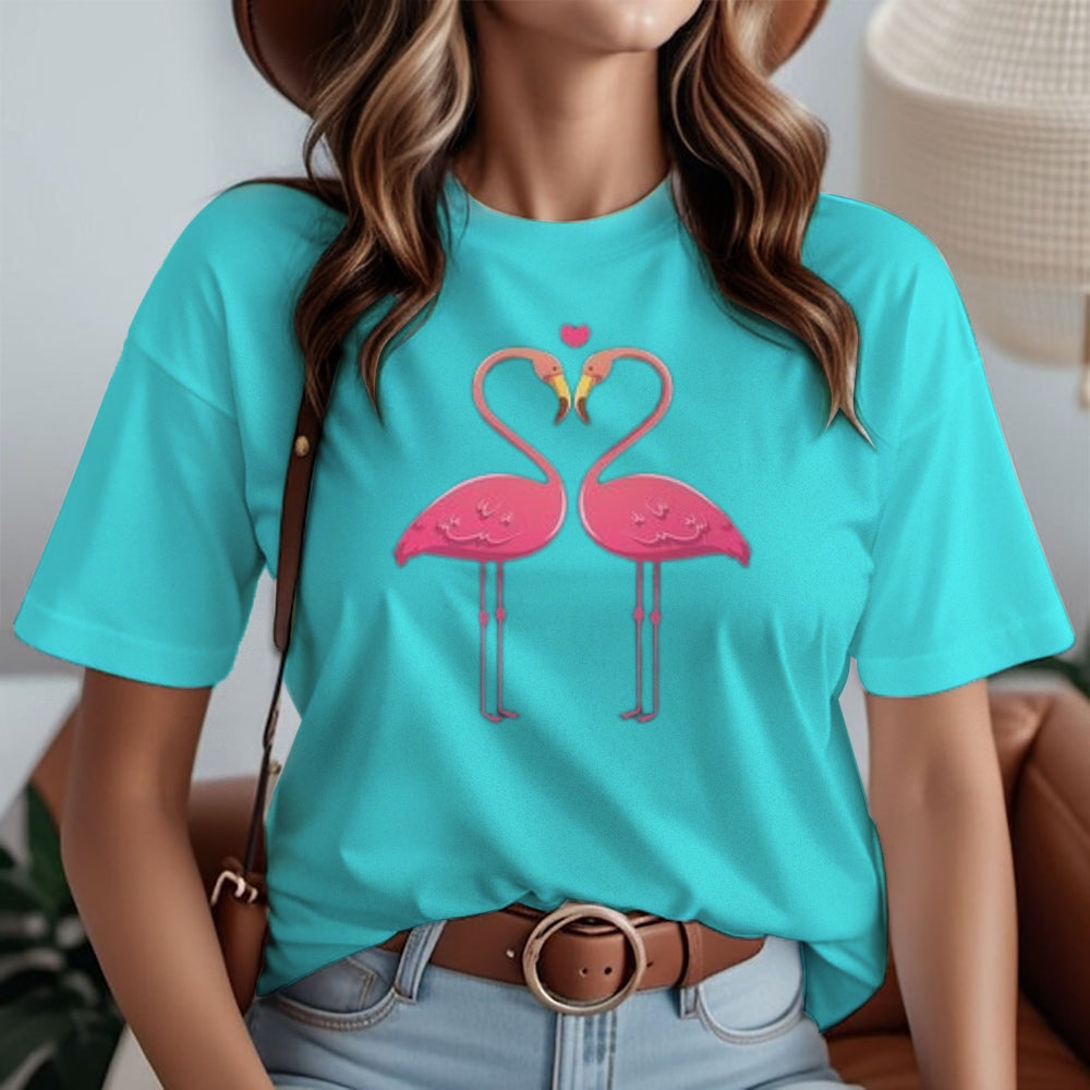 Women Love Flamingo For Valentine's Day Print Graphic T-shirt