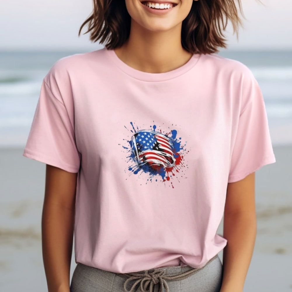 Women Flag Independence Day Stars Stripes T-shirt