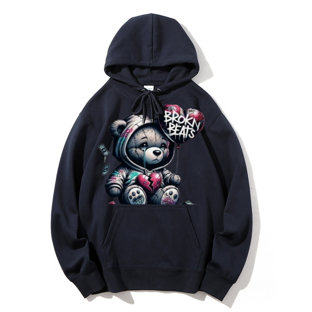 Women Cute Broken Bear Graphic Hoodies