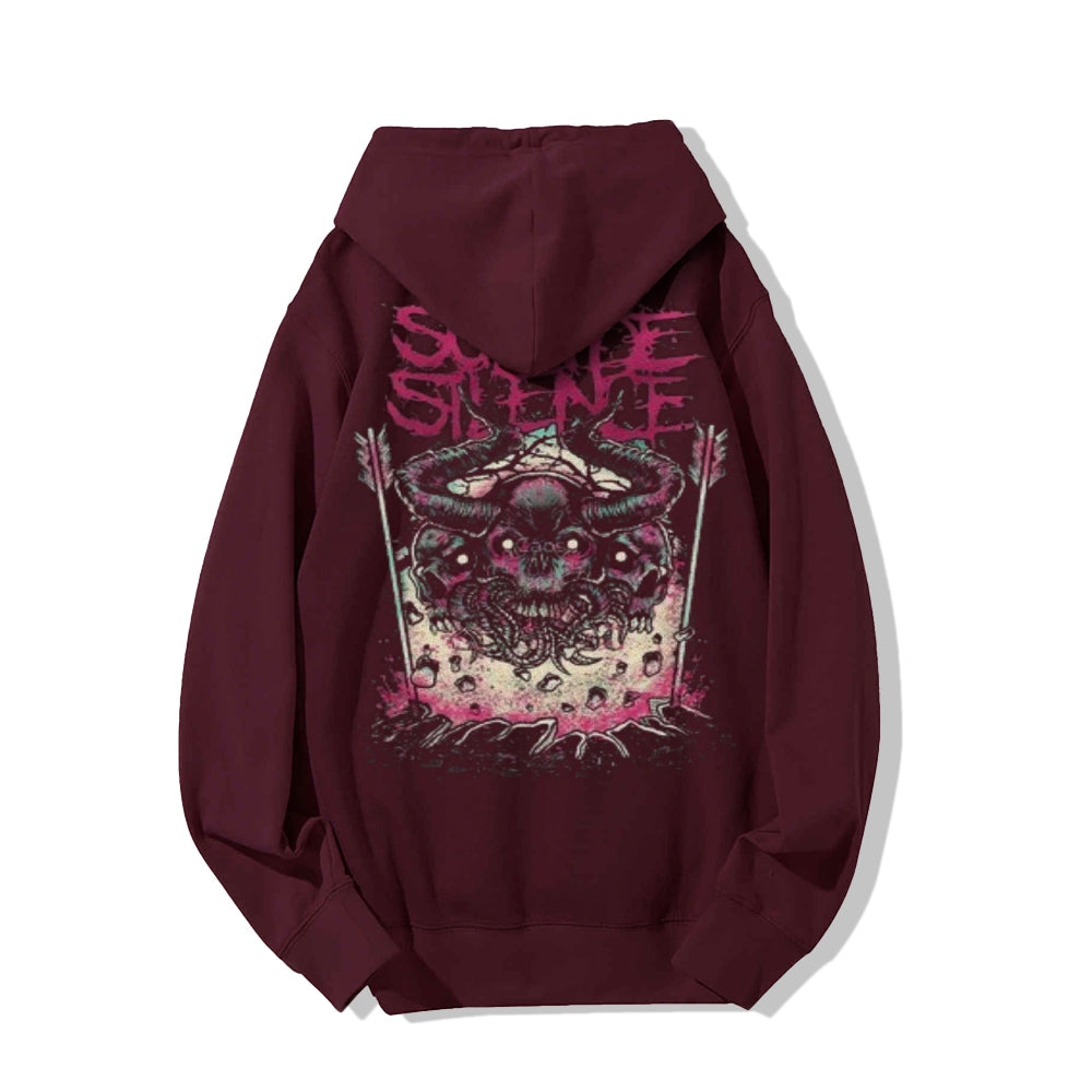 Mens Vintage Suicide Silence Darkness Style Print Graphic Pullover With Kangaroo Pocket Hoodies