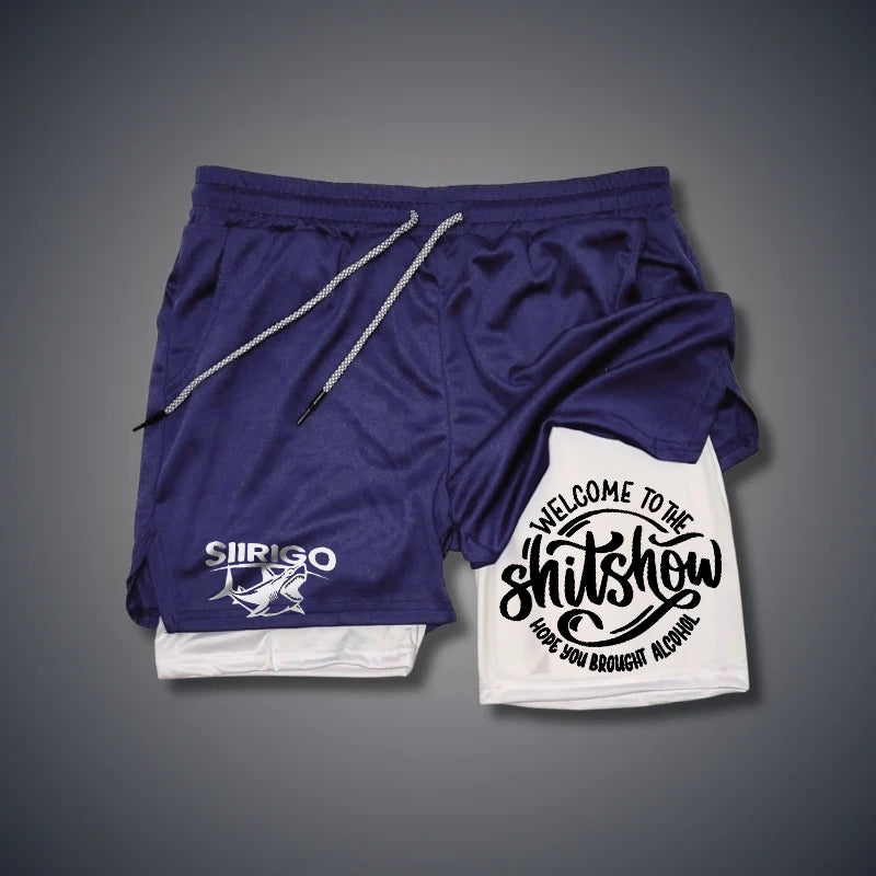 WELCOME TO THE SHITSHOW Letter GYM PERFORMANCE SHORTS