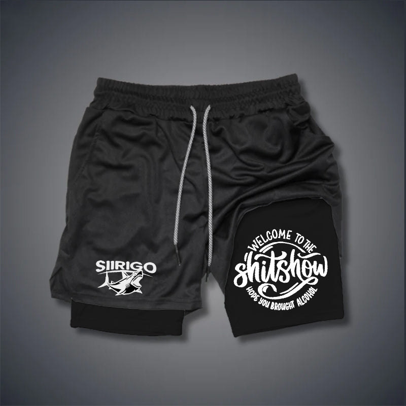 WELCOME TO THE SHITSHOW Letter GYM PERFORMANCE SHORTS