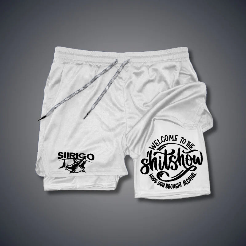 WELCOME TO THE SHITSHOW Letter GYM PERFORMANCE SHORTS