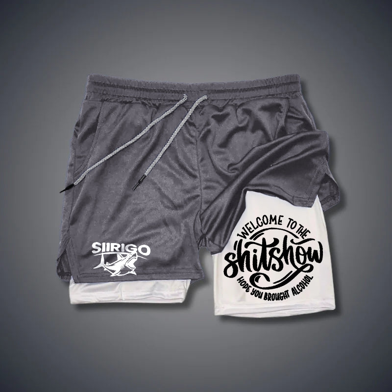 WELCOME TO THE SHITSHOW Letter GYM PERFORMANCE SHORTS