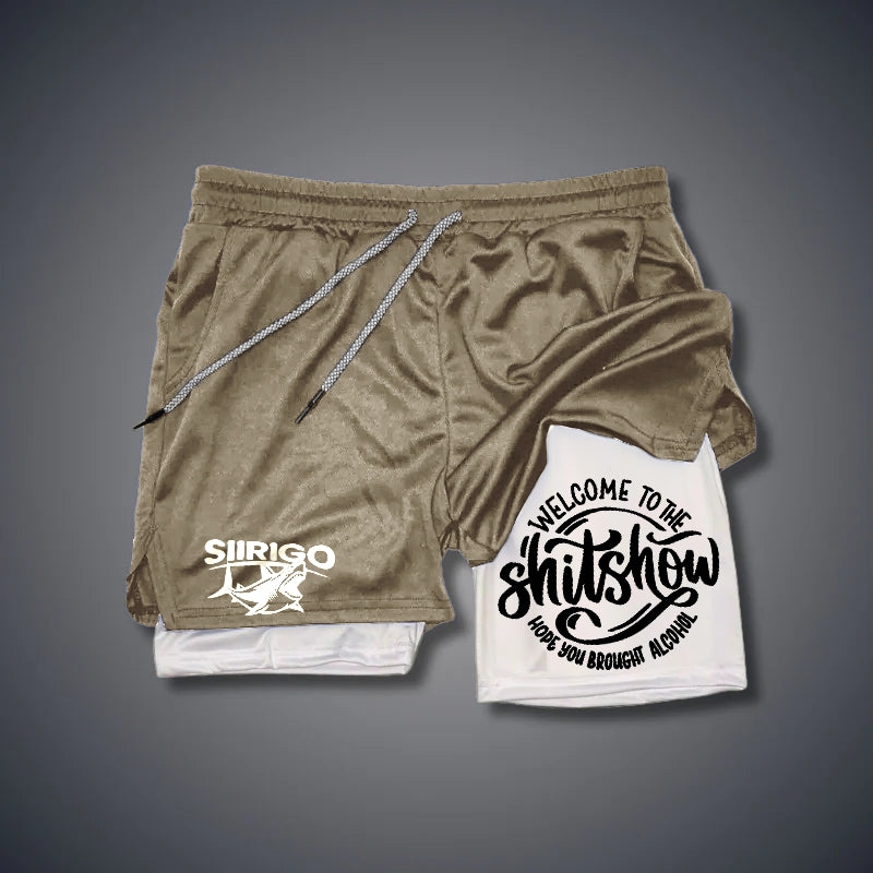 WELCOME TO THE SHITSHOW Letter GYM PERFORMANCE SHORTS