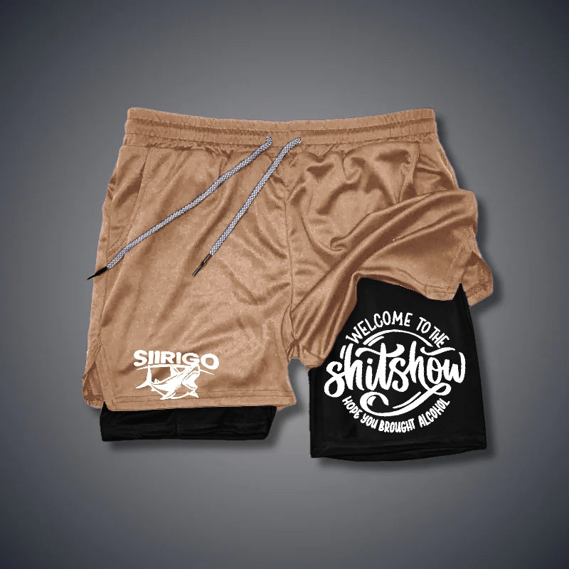 WELCOME TO THE SHITSHOW Letter GYM PERFORMANCE SHORTS