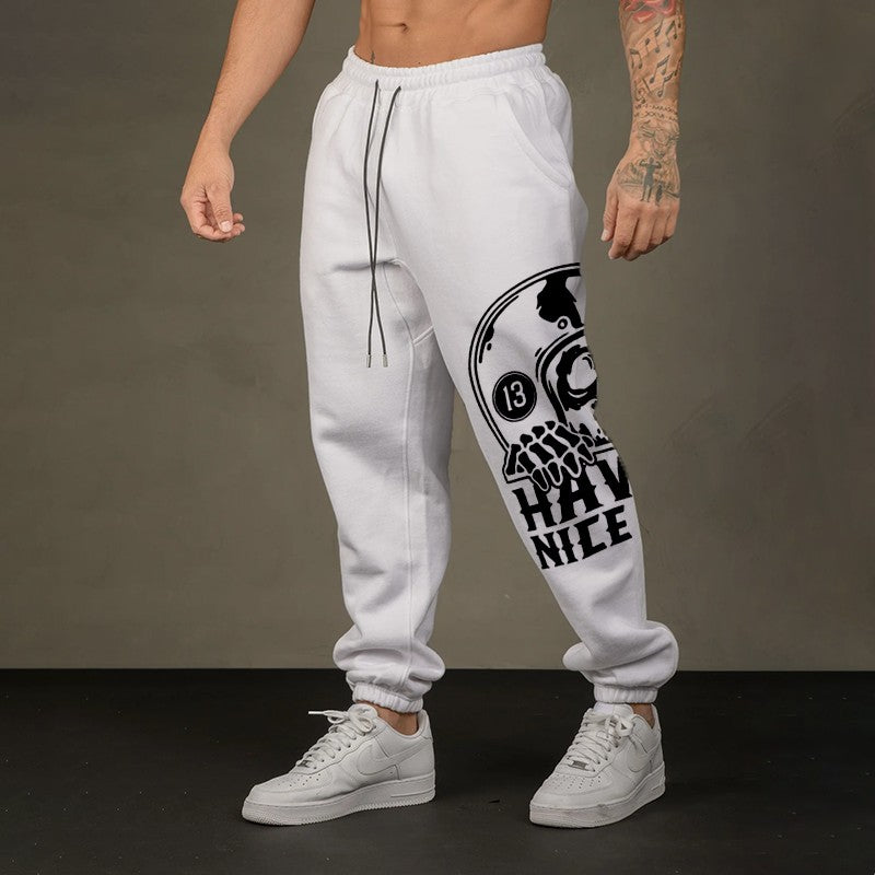 HAVE A NICE DAY Skull with Helmet GRAPHIC PRINT JOGGERS