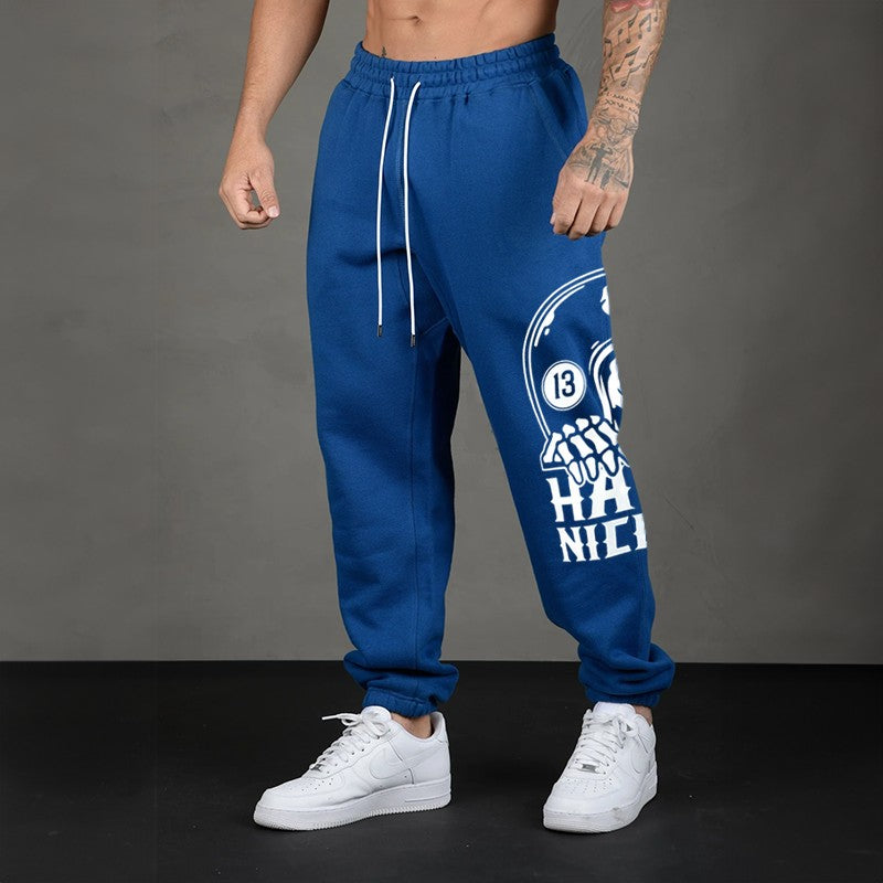 HAVE A NICE DAY Skull with Helmet GRAPHIC PRINT JOGGERS