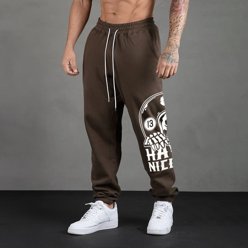 HAVE A NICE DAY Skull with Helmet GRAPHIC PRINT JOGGERS