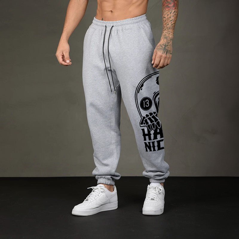 HAVE A NICE DAY Skull with Helmet GRAPHIC PRINT JOGGERS