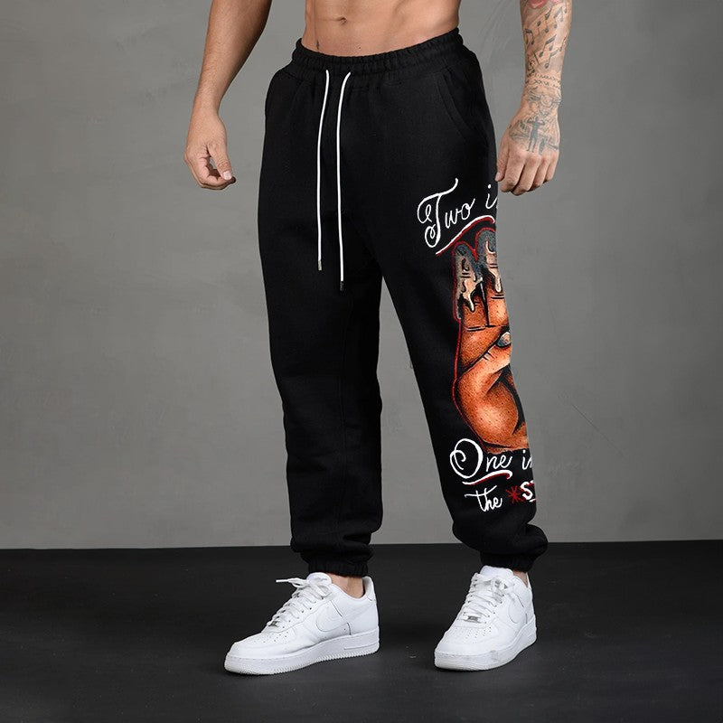 TWO IN THE PINK, ONE IN THE STINK Sexy Letter GRAPHIC PRINT JOGGERS