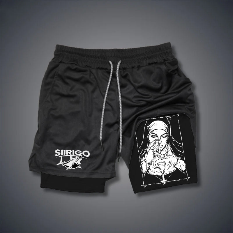 Bad Religious Nun Graphic Casual GYM PERFORMANCE SHORTS