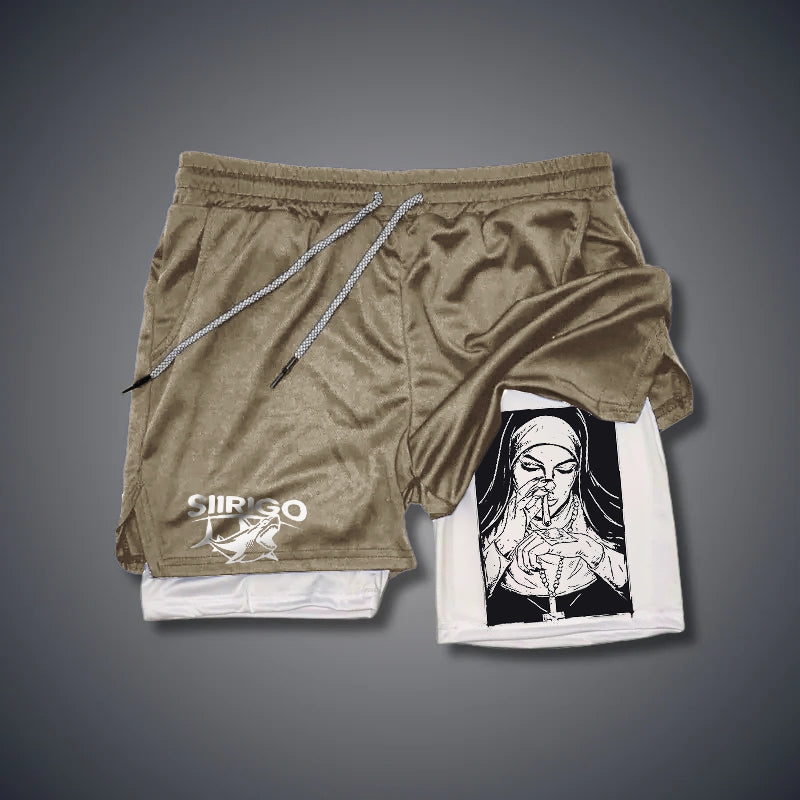 Bad Religious Nun Graphic Casual GYM PERFORMANCE SHORTS