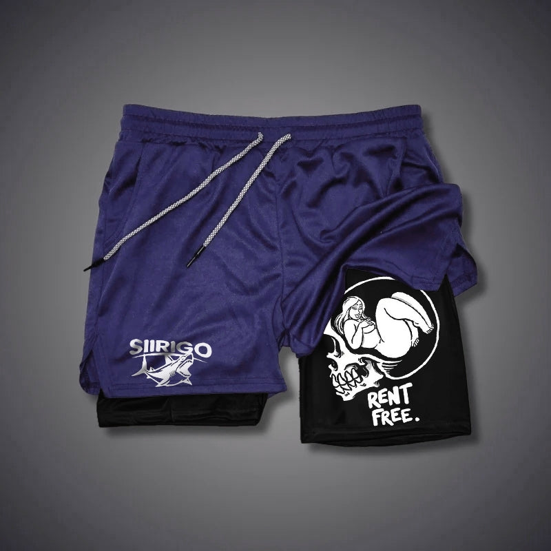 RENT FREE Naked Lady in the Skull Brain GYM PERFORMANCE SHORTS
