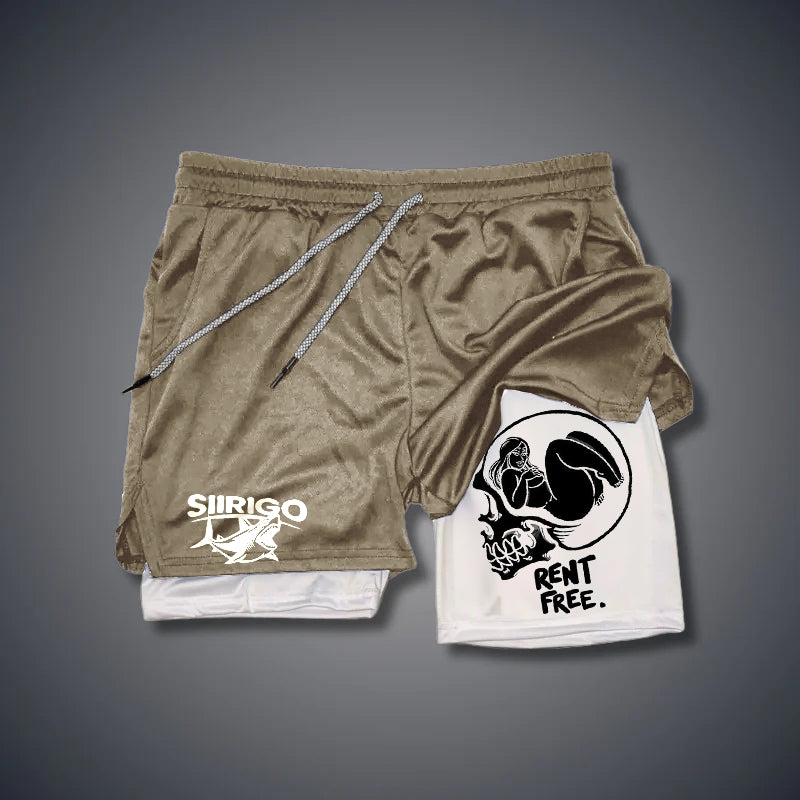 RENT FREE Naked Lady in the Skull Brain GYM PERFORMANCE SHORTS