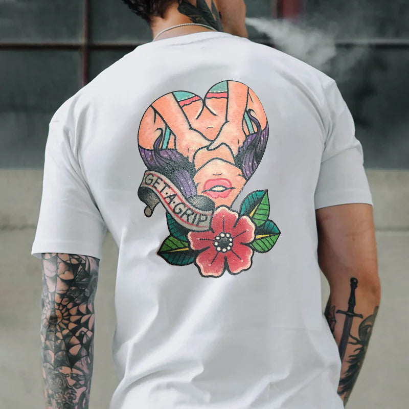Get A Grip Floral Lady Print Men's T-shirt