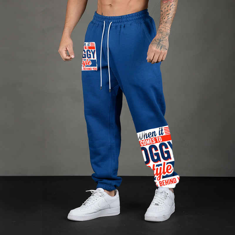 WHEN IT COMES TO DOGGY STYLE Modern Style GRAPHIC PRINT JOGGERS