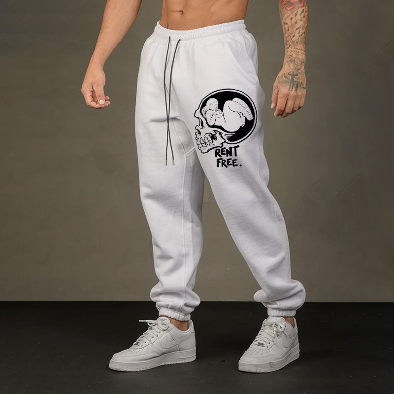 RENT FREE Naked Lady in the Skull Brain Graphic Print Joggers