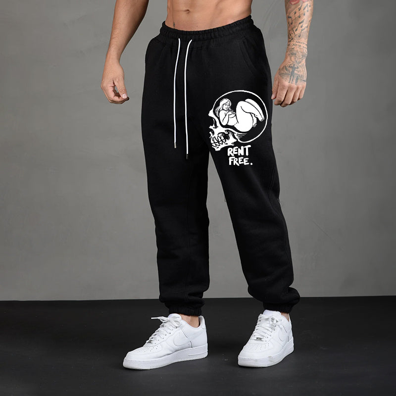 RENT FREE Naked Lady in the Skull Brain Graphic Print Joggers