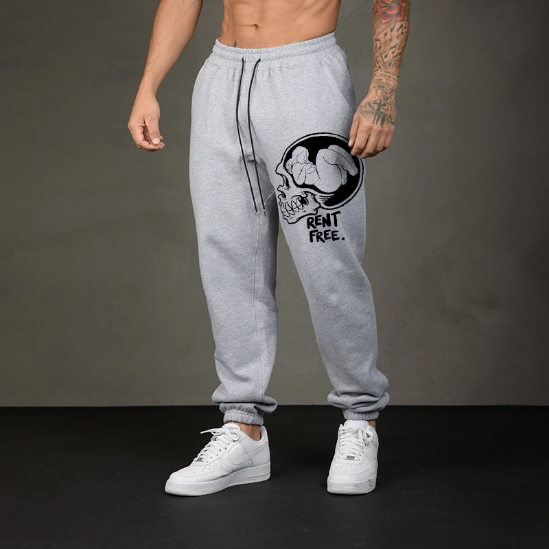 RENT FREE Naked Lady in the Skull Brain Graphic Print Joggers