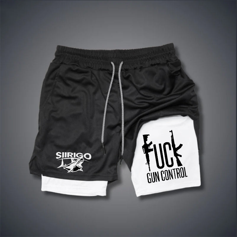 FUCK GUN CONTROL 2 In 1 GYM PERFORMANCE SHORTS