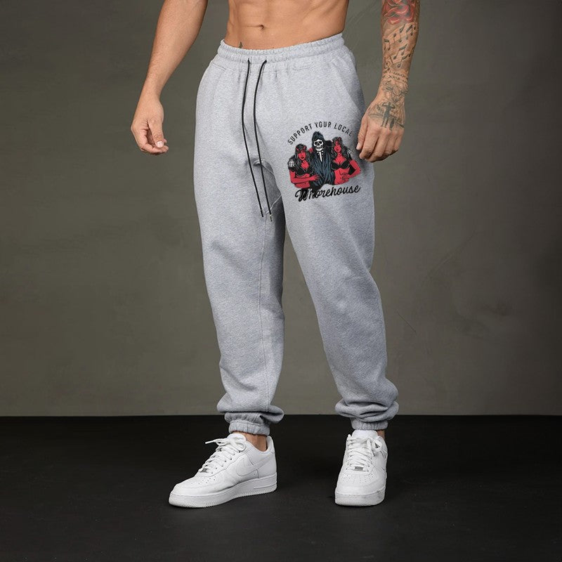 SUPPORT YOUR LOCAL WHOREHOUSE Skull Sexy GRAPHIC PRINT JOGGERS