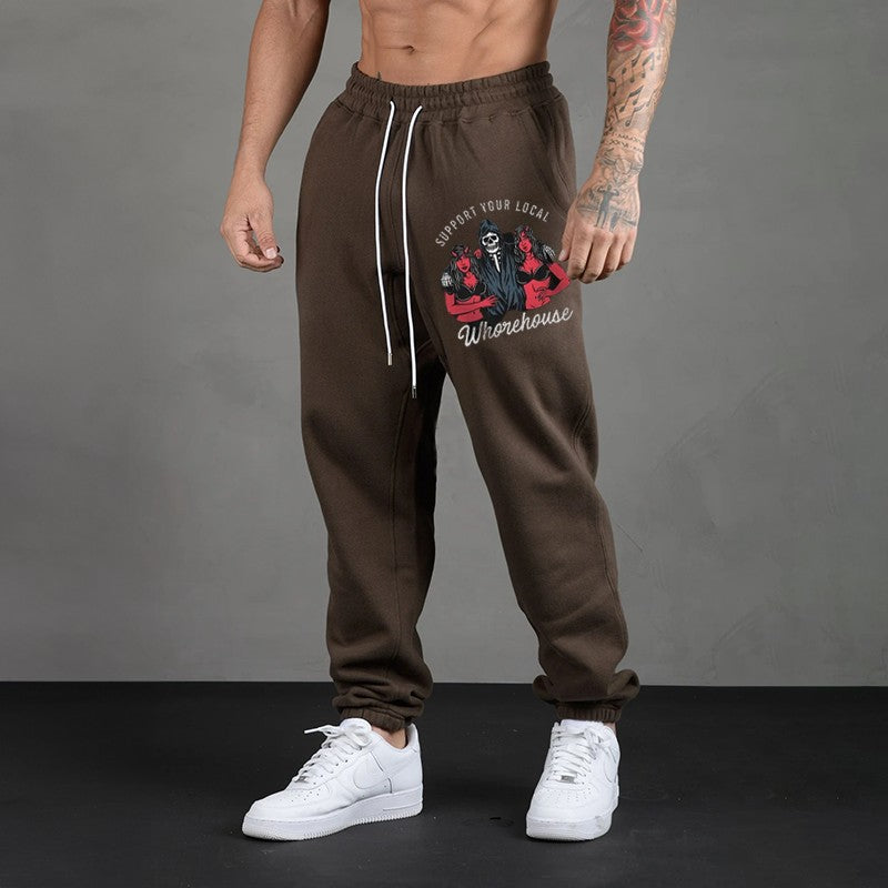 SUPPORT YOUR LOCAL WHOREHOUSE Skull Sexy GRAPHIC PRINT JOGGERS