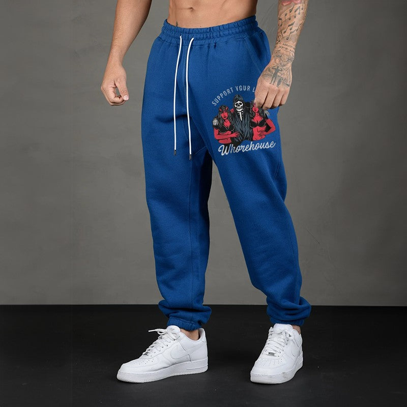 SUPPORT YOUR LOCAL WHOREHOUSE Skull Sexy GRAPHIC PRINT JOGGERS