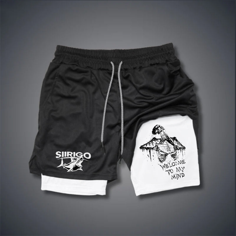 Welcome To My Mind Skull 2 In 1 GYM PERFORMANCE SHORTS