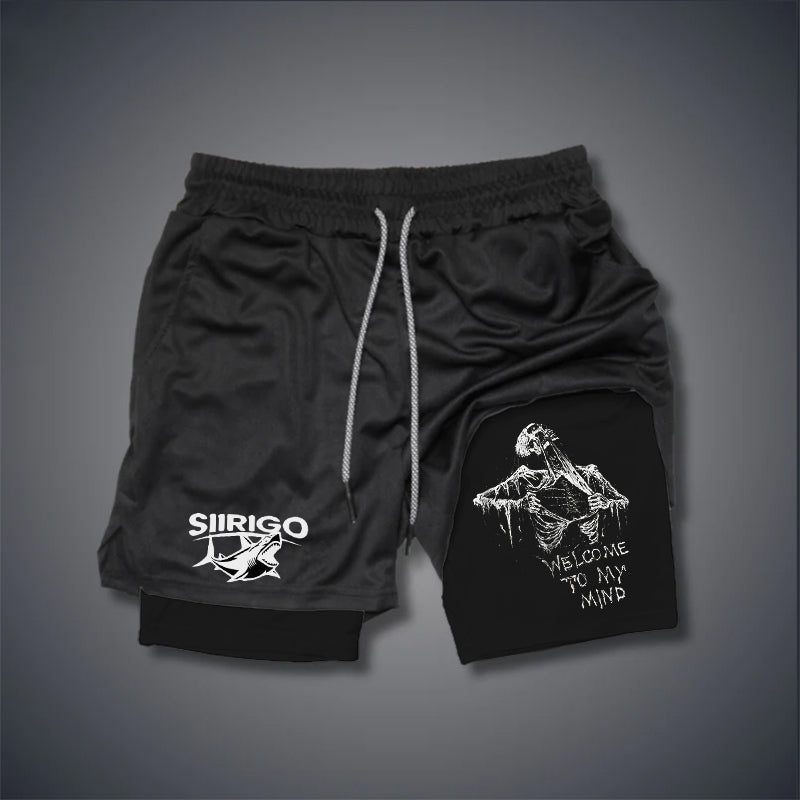 Welcome To My Mind Skull 2 In 1 GYM PERFORMANCE SHORTS