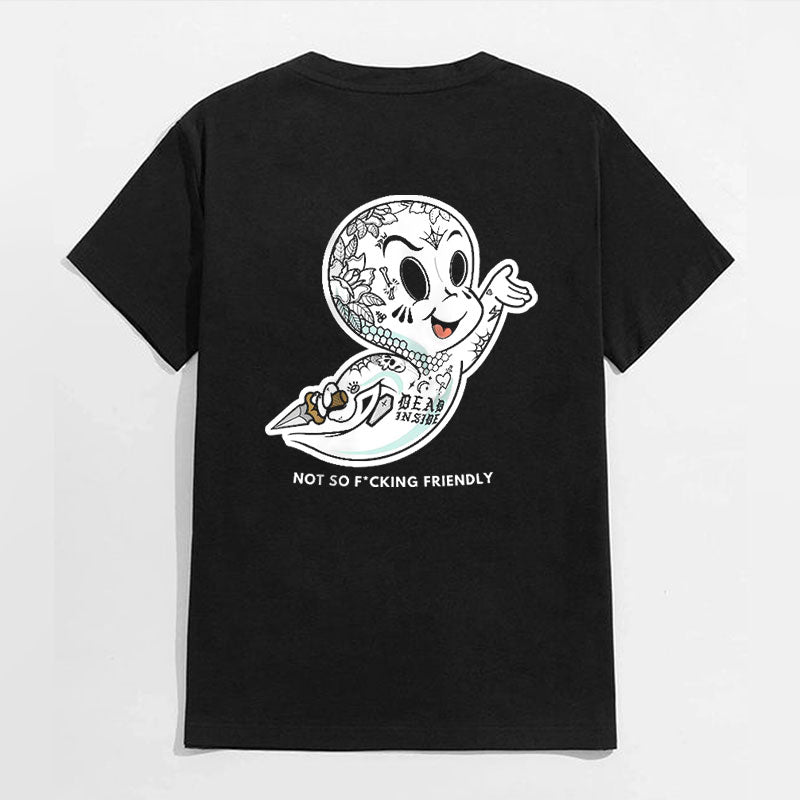 NOT SO FUCKING FRIENDLY Ghost Baby Graphic Casual Black Print T-shirt