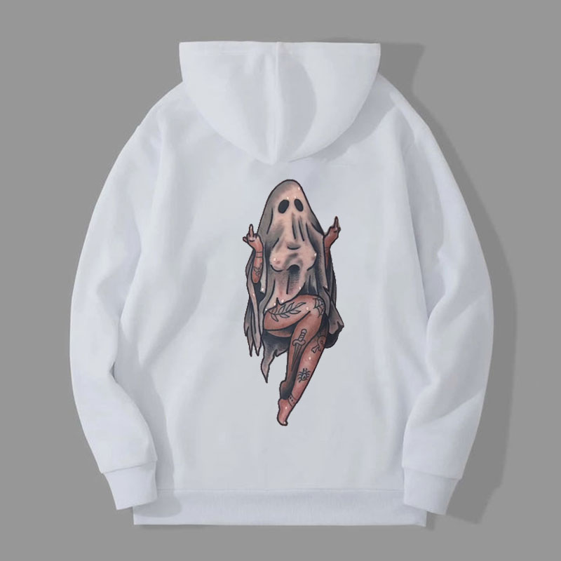 Naughty Sexy Lady Ghost with Tattoo Black Print Hoodie