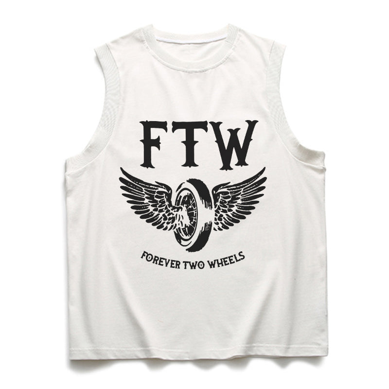 FTW Wheel with Wings Graphic Black Print Vest