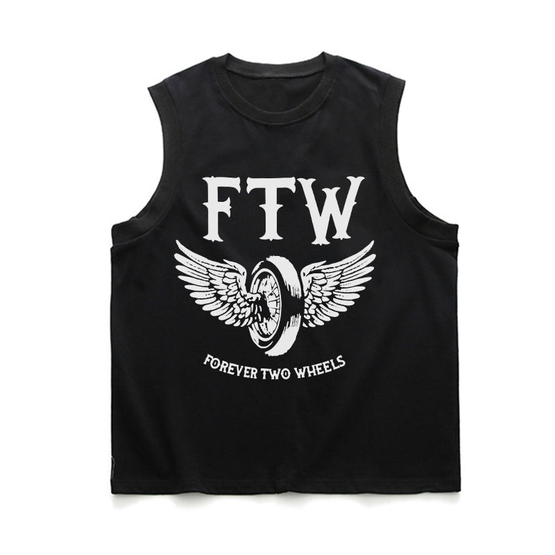 FTW Wheel with Wings Graphic Black Print Vest