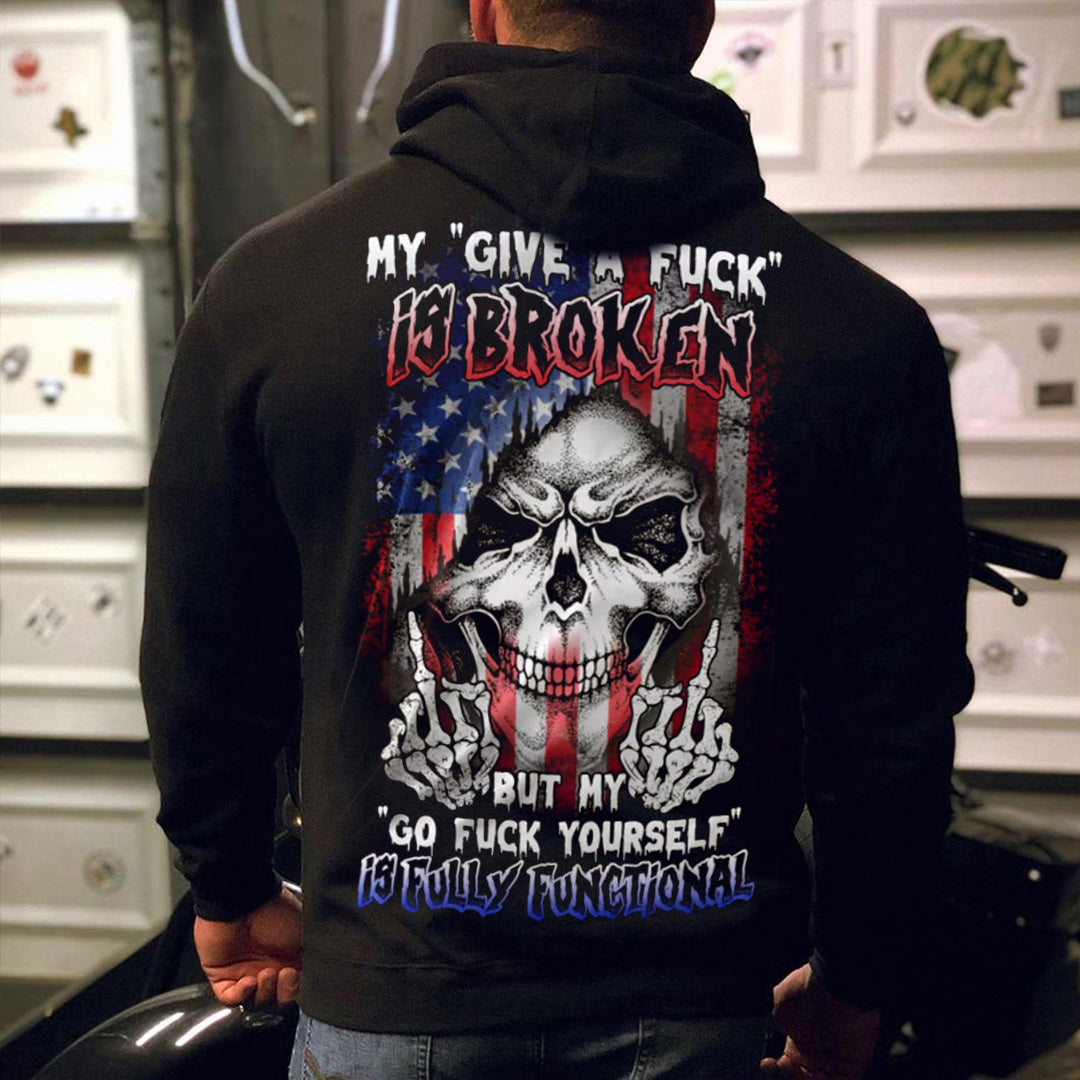 MY GIVE A F SKULL FLAG  Print Men's Hoodies