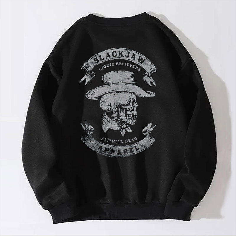 SLACKJAM LIQUID BELIEVERS FAITHFUL DEAD Skull Black Print Sweatshirt