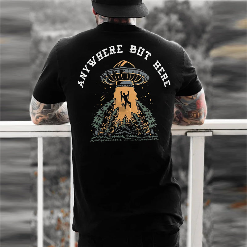 Any Where But Here UFO Printed Men's T-shirt