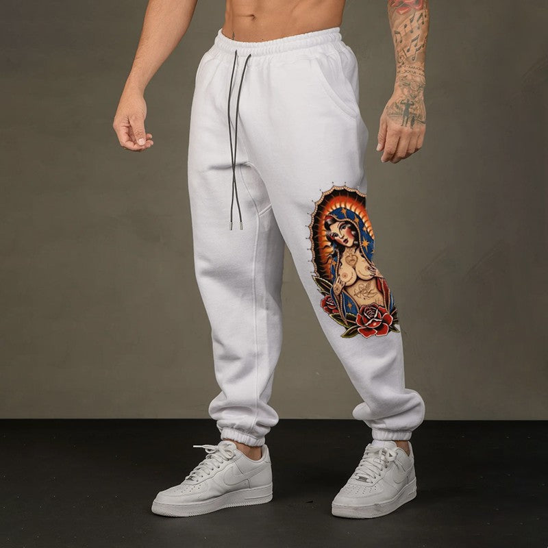 Naked Nun with Tattoo Roses GRAPHIC PRINT JOGGERS