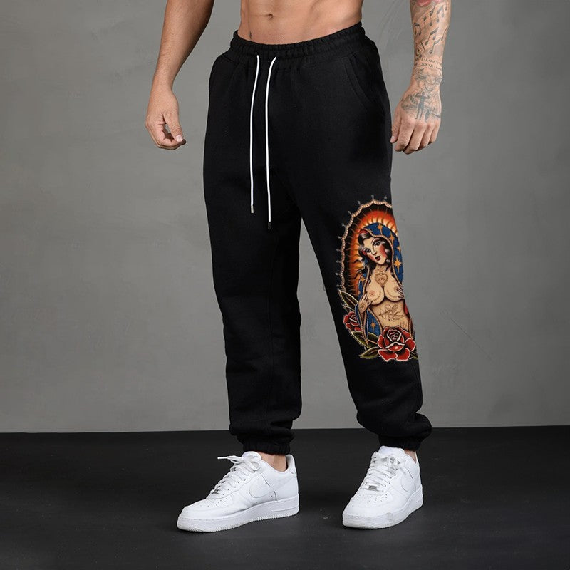 Naked Nun with Tattoo Roses GRAPHIC PRINT JOGGERS