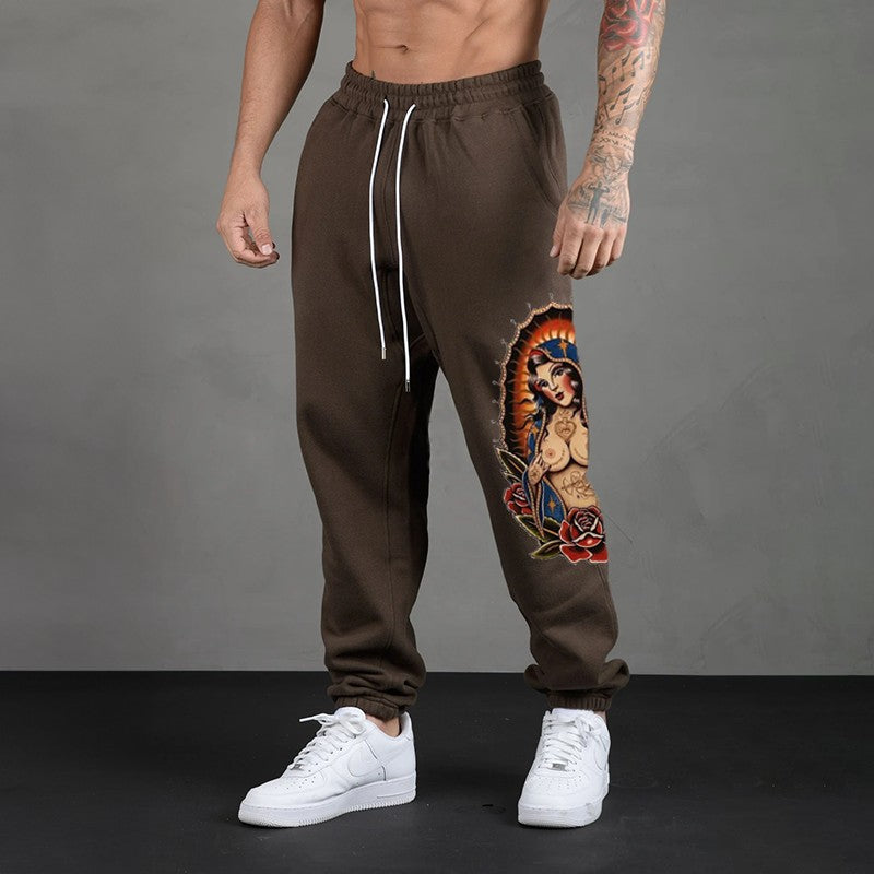 Naked Nun with Tattoo Roses GRAPHIC PRINT JOGGERS