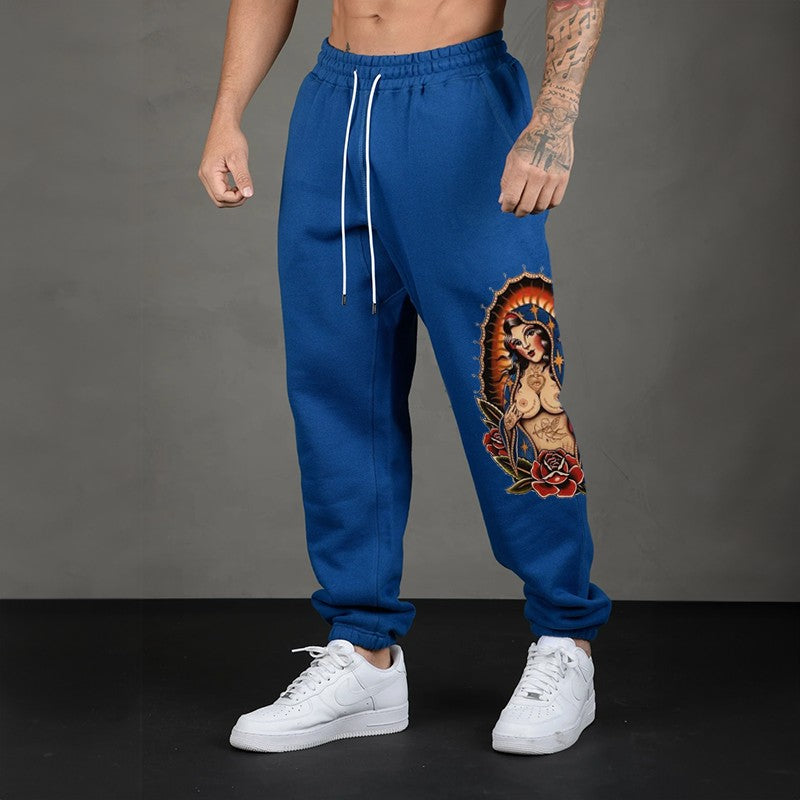 Naked Nun with Tattoo Roses GRAPHIC PRINT JOGGERS