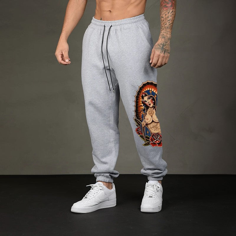 Naked Nun with Tattoo Roses GRAPHIC PRINT JOGGERS